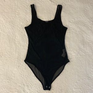Sheer Loose Fit Black Bodysuit, Small, Forever 21
